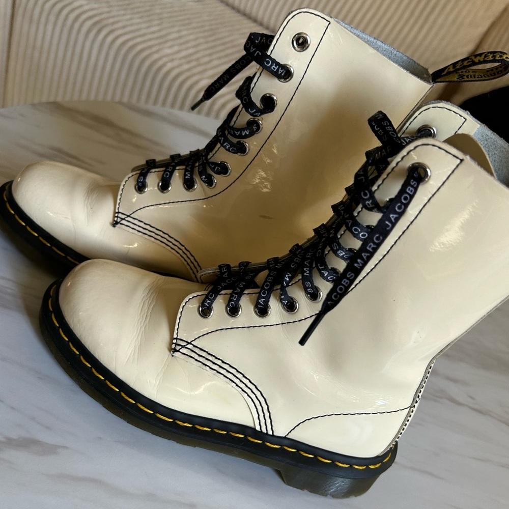 Dr. Doc Martens Limited Edition RARE Marc Jacobs Patent Leather Combat Boots EUC